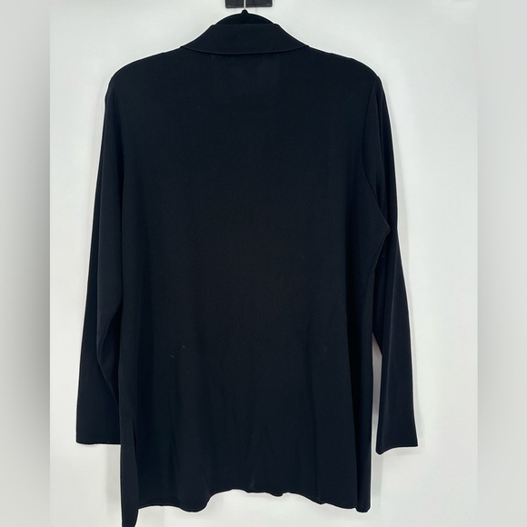 Exclusively Misook Black Jacket Cardigan Sweater Long Sleeve Knit Patch Pockets - Picture 4 of 5